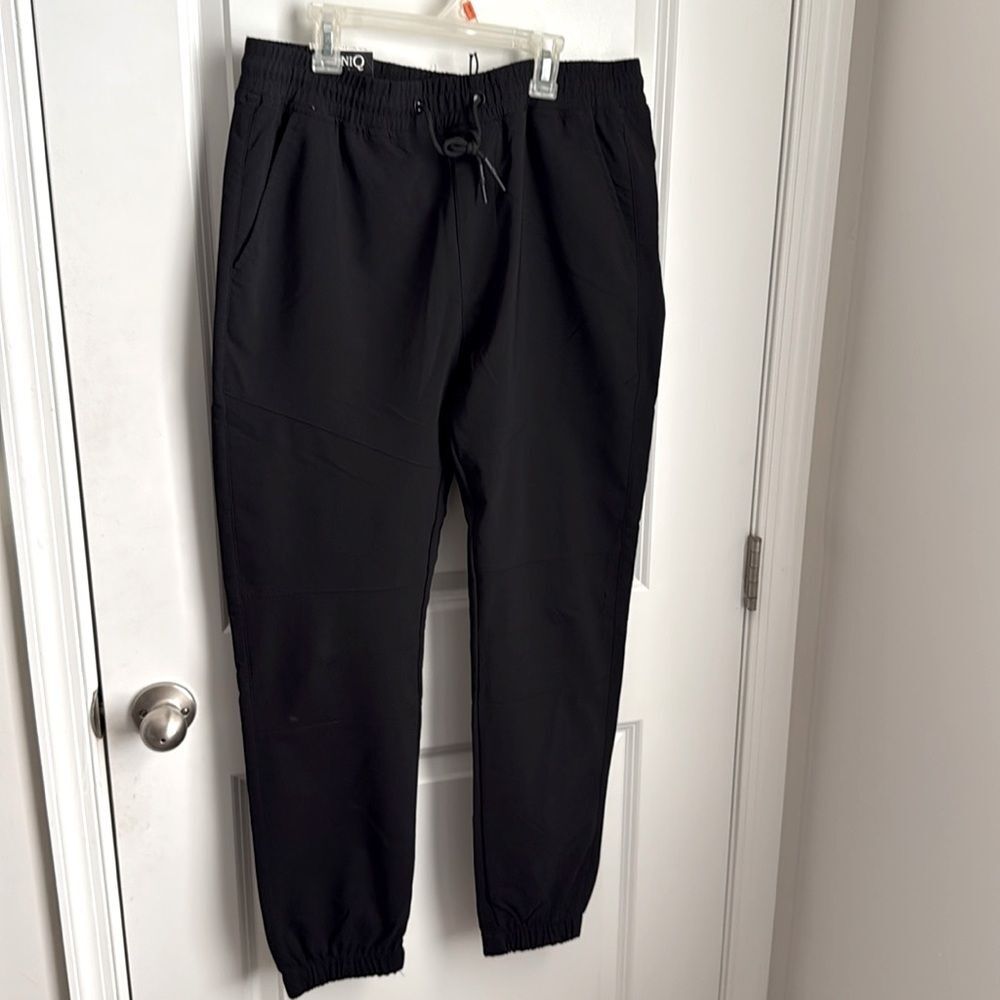 Men's Black Joggers with Elastic Waist large